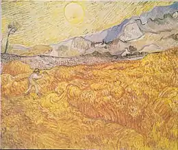 Vincent Van Gogh : Champ de Blé derrière l'hospice Saint-Paul avec un faucheur.