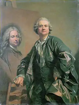 Louis Michel van Loo peignant le portrait de son père, Jean-Baptiste van Loo.