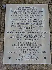 Plaque sur la tour.