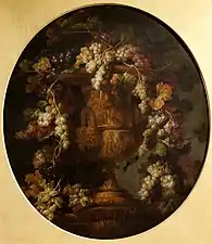 Jean-Baptiste Belin, Nature morte, vase et fruits.