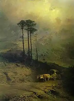 Dans les montagnes de Crimée . F.A. Vasiliev . 1873. Huile sur toile. Galerie d'État Tretiakov