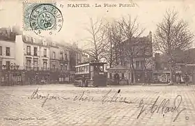 Tramway Mékarski vers 1905, place Pirmil.