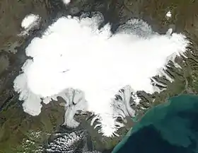 Vue aérienne du Vatnajökull.