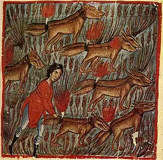 Samson et les renards, extrait d'un manuscrit du XIIIe siècle du monastère de Vatopedi