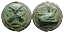 As grave (environ 240-225 av. J.-C.)Janus aux deux visages et proue de galère