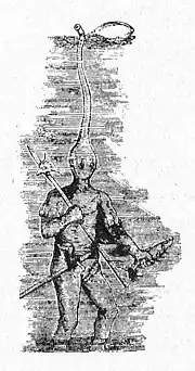 Un scaphandrier de l'ouvrage de Végèce, De re militari, édition de 1511 : on ne sait pas s'il a pris le poisson à l'hallebarde ou à l'épée.