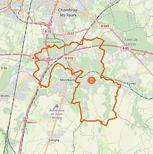 Carte représentant les limites territoriales d'une commune.