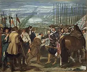 La Reddition de Breda (v. 1635), Diego Vélasquez, Hauteur : 3,07 m ; Largeur : 3,67 m. Musée du Prado