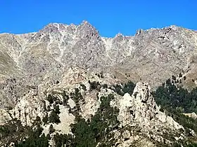 Vue du Monte Cardo depuis la vallée du ruisseau de Verjello.