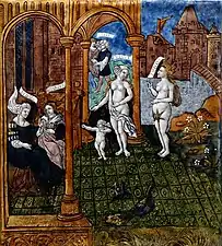 Vénus et Junon favorisent les amours de Didon et d'Énée par le Maître de l'Énéide (vers 1530, Louvre).