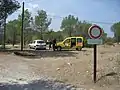 Verbalisation d'un véhicule ayant emprunté une piste de DFCI interdite à la circulation publique par une Patrouille de Police Forestière en Forêt Domaniale de la Colle du Rouet en 2007.