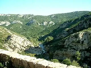 Le Verdouble, vue vers l'amontdepuis le château.