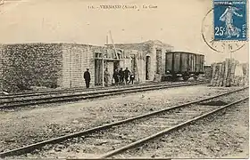La gare détruite par les Allemands.