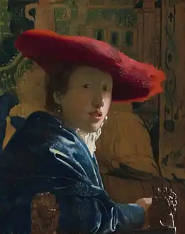 La Fille au chapeau rouge  de Johannes Vermeer, vers 1665.