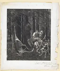 La Curée (1863), d'après Gustave Courbet, musée des Beaux-Arts et d'Archéologie de Besançon.