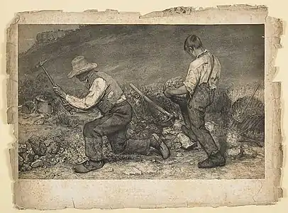 Les Casseurs de pierres (1861), d'après Gustave Courbet, musée des Beaux-Arts et d'Archéologie de Besançon.