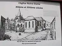 Gravure de l'église vers 1850.