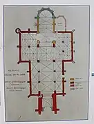 Plan de l'église avec époques de construction.