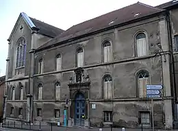 Collège de MarteroyCorps de bâtiment abritant la chapelle ; façade sur rue du corps de bâtiment en retour au sud-est du collège.