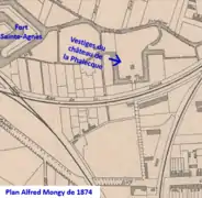 Vestiges du château sur plan de 1874