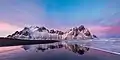 La Vestrahorn depuis le sud au coucher du soleil.