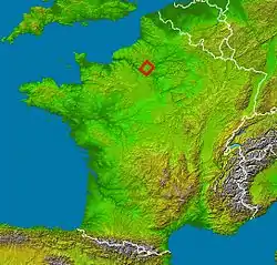 Carte géographique de la France avec localisation du Vexin français.