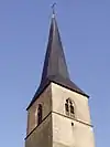 Le clocher tors de l'église Saints-Côme-et-Damien.