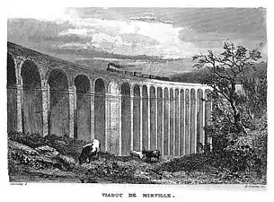 Viaduc de Mirville (1847), gravure d'après Couveley.