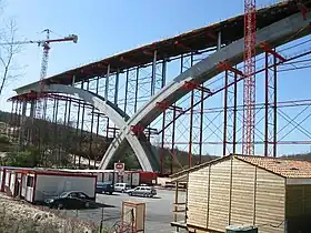 Construction du viaduc de l'Anguienne en 2003.
