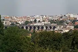 Le viaduc, depuis les hauteurs de Bry-sur-Marne, en 2014.