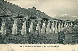 Carte postale du viaduc du Crozet au tournant du XXe siècle.