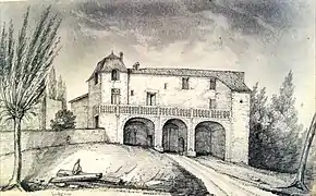 L'entrée du château, vue du sud-est, vers 1860