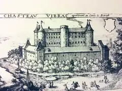 Gravure de Claude Chastillon du château de Vibrac vers 1610