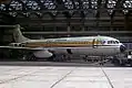 Photographie d'un VC10 marqué "east african", dans un hangar.