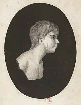 Portrait au crayon d'un enfant vu de profil.