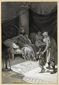 « Le voilà, maître, prends-le. » Dessin de Victor-Armand Poirson, 1885.