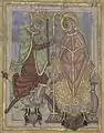 Saint Omer et le Roi Dagobert ; Vie de Saint Omer ; XIe siècle, chapitre de la Cathédrale ; Ms 698. Bibliothèque municipale de saint-Omer.