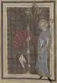 Saint Omer fait planter une croix à Journy ; Vie de Saint Omer ; XIe siècle, chapitre de la Cathédrale ; Ms 698. Bibliothèque municipale de saint-Omer.