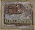 Saint Omer et son serviteur ; Vie de Saint Omer ; XIe siècle, chapitre de la Cathédrale ; Ms 698. Bibliothèque municipale de saint-Omer.