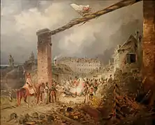 La ligne de défense de Nussdorf (aujourd'hui un quartier de Vienne) après la victoire des troupes impériales, fin octobre 1848.