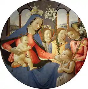 Sebastiano Mainardi, La Vierge à l'enfant avec saint Jean Baptiste et les trois anges