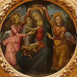 Vierge à l'Enfant couronnée par deux anges, Maître de Marradi.