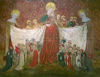 Peintre parisien, La Vierge au manteau, 1417, tempera sur toile, 1,48 x 1,97 m.