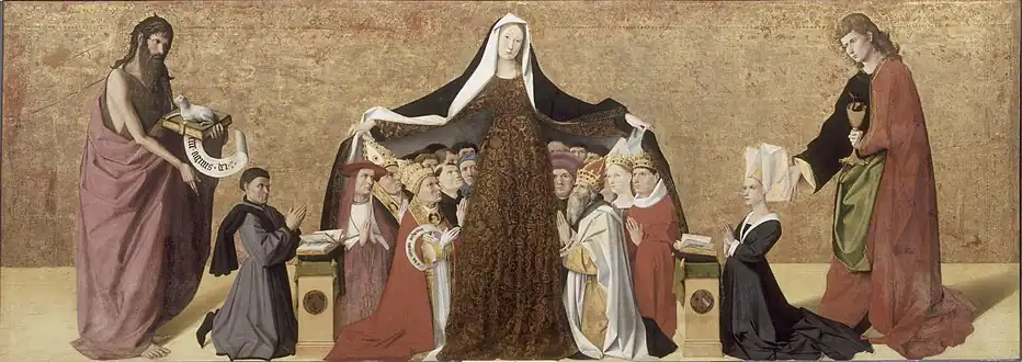 Enguerrand Quarton, La Vierge de miséricorde de la famille Cadard, 1452, Chantilly, Musée Condé.