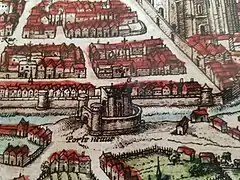 La porte Neuve ou bastille Saint-Vincent. Hogenberg,1572