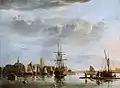 East Indiaman et heus au large de Dordrecht (Albert Cuyp, xviie siècle).