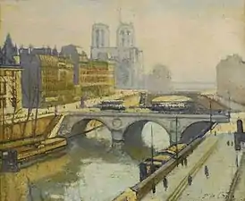 Le pont avant 1939 (peinture de Paul de Castro).