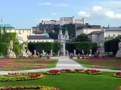 Vu depuis les Jardins Mirabell.