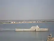 Vue de la prison de Water Fort depuis le Fort Diu avec sa tour de guet