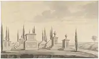 Vue du cimetière de Bangalore en 1794.